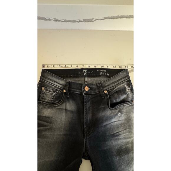 7 For All Mankind The Relaxed Skinny Dark Black Wash Size 27 - Picture 4 of 8